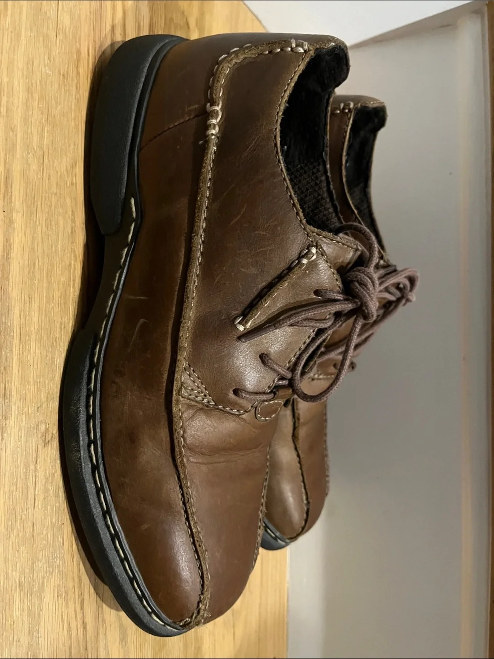 Bjorndal Brown Leather Lace-Up Casual Loafers